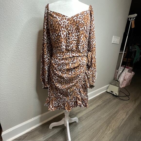 Lilly Pulitzer New Lila Cheetah Print Long Sleeve Mini Dress Size 14 - Picture 5 of 15